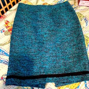 Nanette Lepore wool boucle skirt greens and black